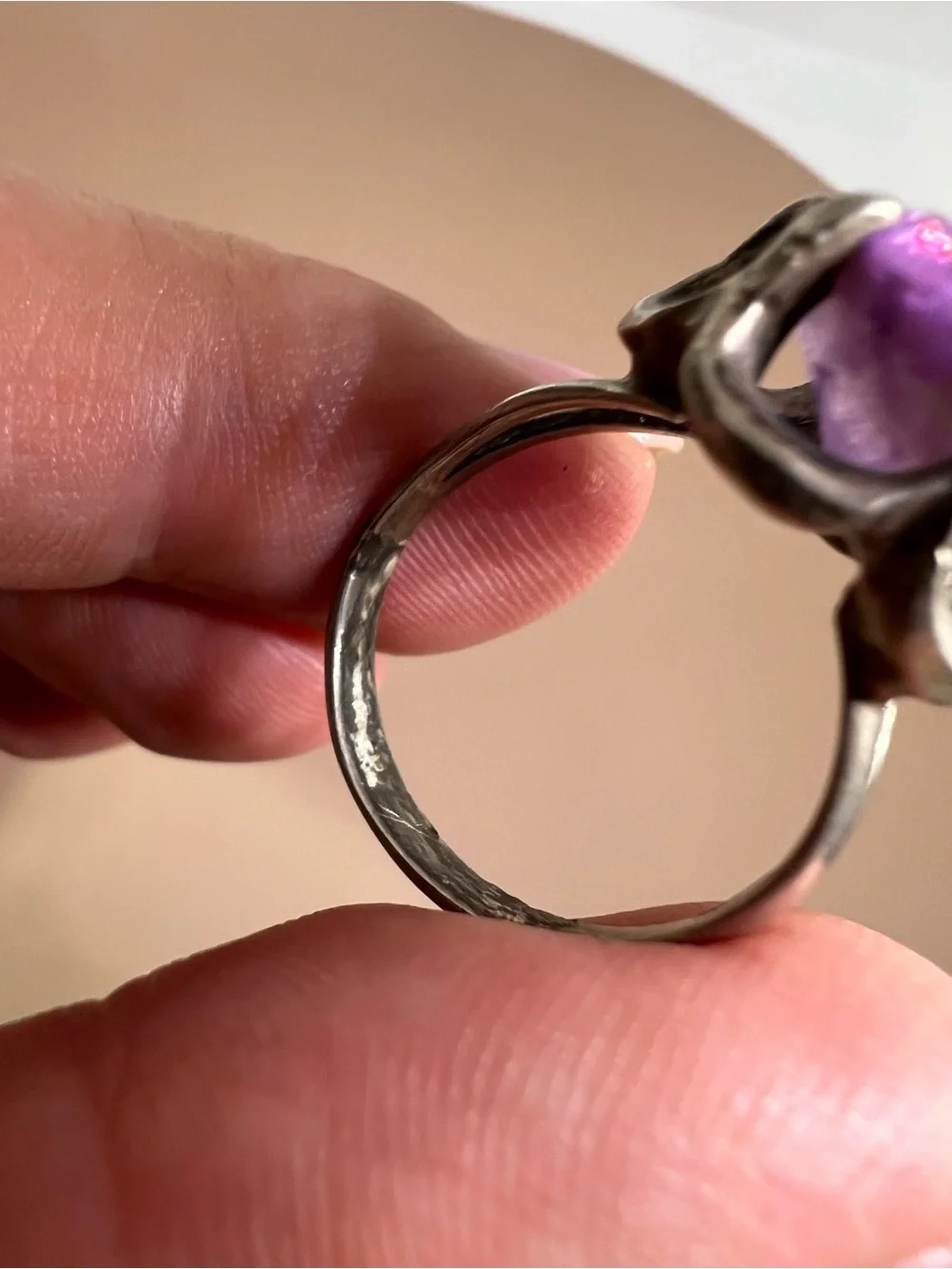 Purple Oval Amethyst Sterling Silver Cocktail Ring